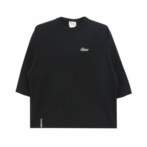 COLOR COMMUNICATIONS LONG SLEEVE カラーコミュニケーションズ 7分袖Tシャツ WAWA OWL EMB LETTER BLACK スケートボード スケボー 