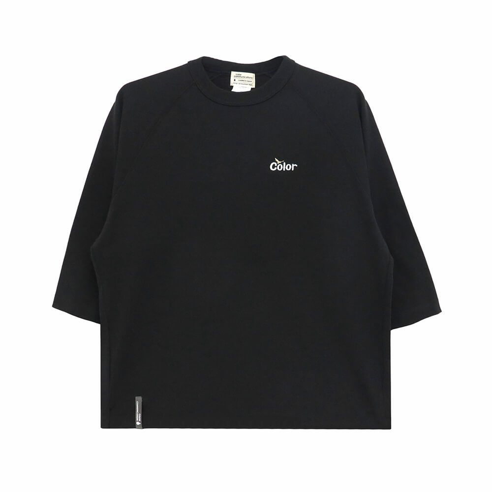 COLOR COMMUNICATIONS LONG SLEEVE カラーコミュニケーションズ 7分袖Tシャツ WAWA OWL EMB LETTER BLACK スケートボード スケボー 