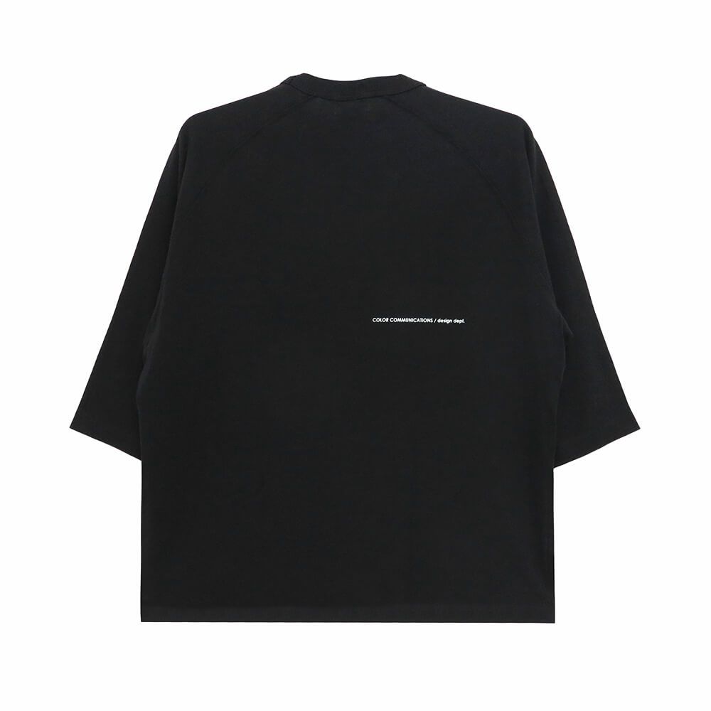 COLOR COMMUNICATIONS LONG SLEEVE カラーコミュニケーションズ 7分袖Tシャツ WAWA OWL EMB LETTER BLACK スケートボード スケボー 4