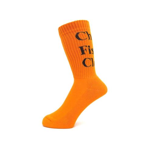 CHAOS FISHING CLUB SOCKS カオスフィッシングクラブ ソックス 靴下 1 PAC LOGO ORANGE スケートボード スケボー 1