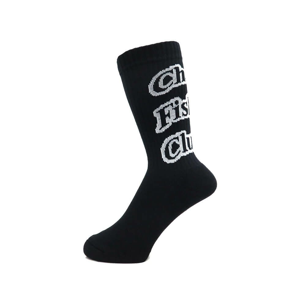 CHAOS FISHING CLUB SOCKS カオスフィッシングクラブ ソックス 靴下 1 PAC ARCH LOGO BLACK スケートボード スケボー 1