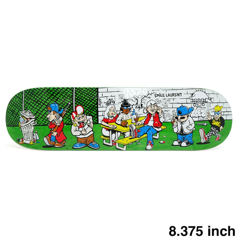 POLAR DECK ポーラー デッキ EMILE LAURENT HIGH SCHOOL GREEN STAIN 8.375 スケートボード スケボー 1