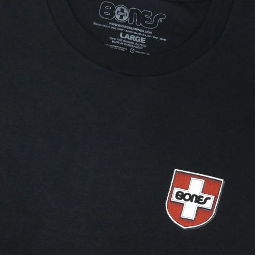 BONES T-SHIRT ボーンズ Tシャツ SWISS SHIELD BLACK スケートボード スケボー 1