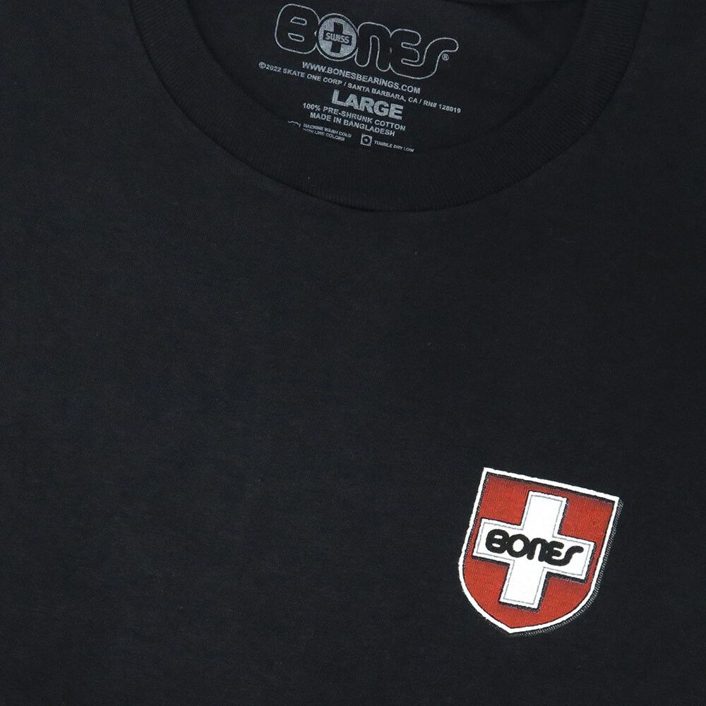 BONES T-SHIRT ボーンズ Tシャツ SWISS SHIELD BLACK スケートボード スケボー 1