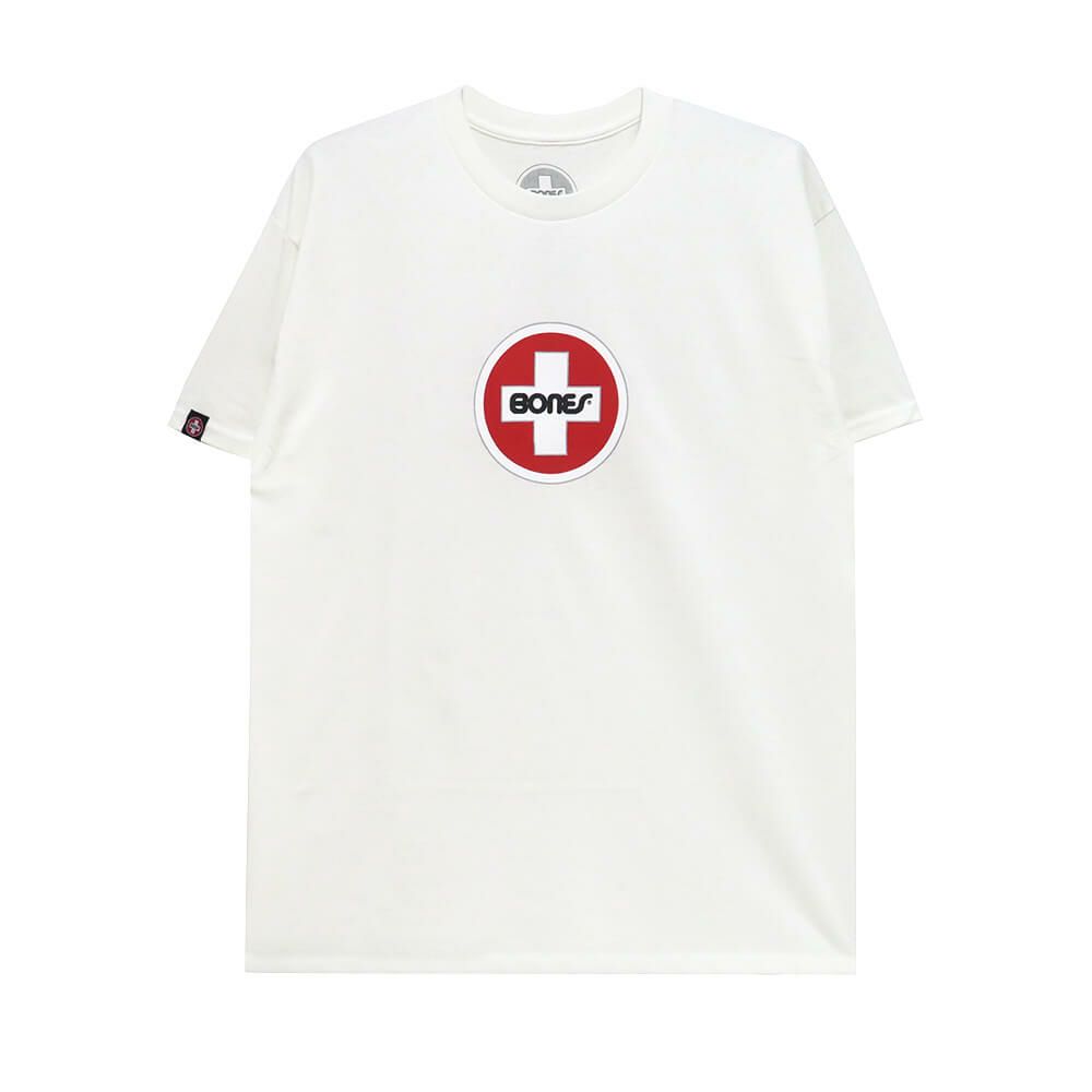 BONES T-SHIRT ボーンズ Tシャツ SWISS CIRCLE WHITE スケートボード スケボー 
