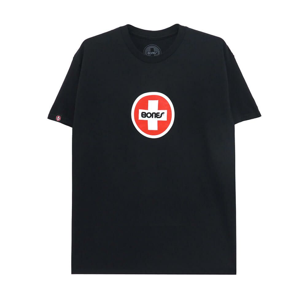 BONES T-SHIRT ボーンズ Tシャツ SWISS CIRCLE BLACK スケートボード スケボー 