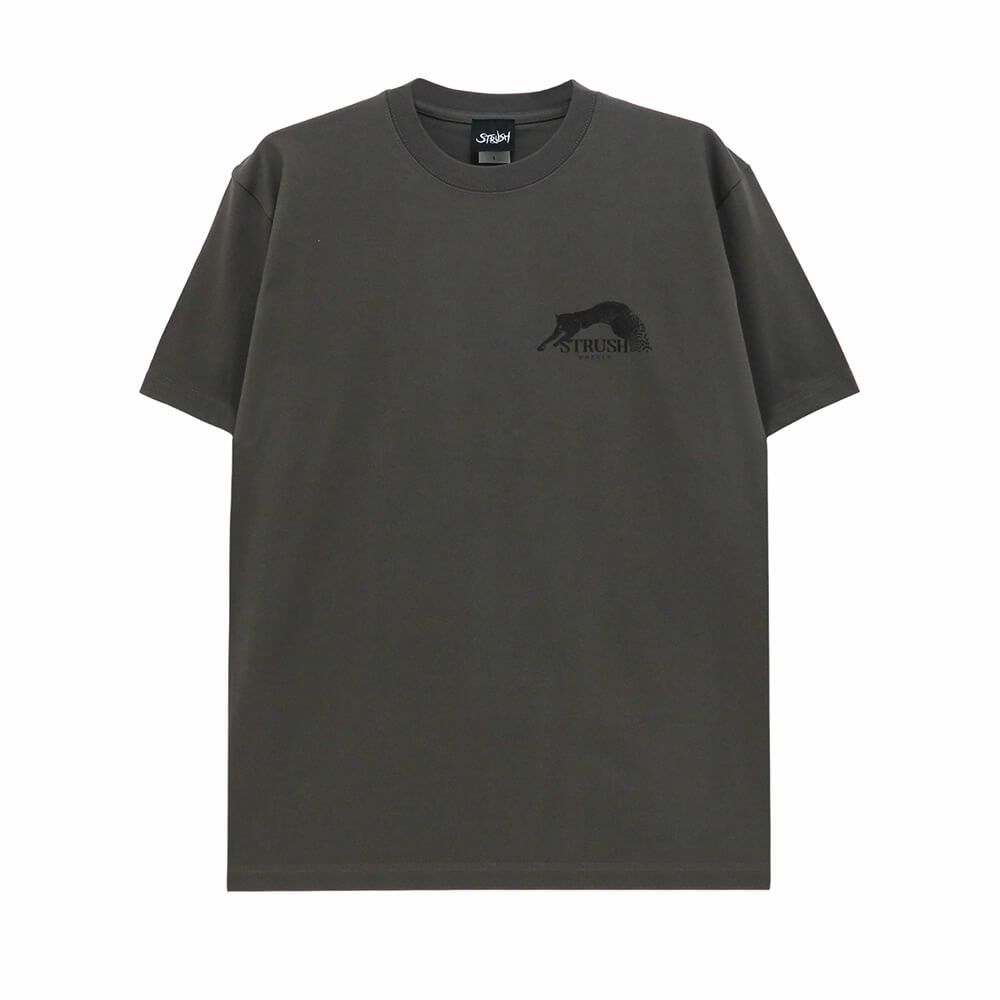 STRUSH T-SHIRT ストラッシュ Tシャツ PANTHER ART BY GURU KATO HAZY BLACK スケートボード スケボー 1