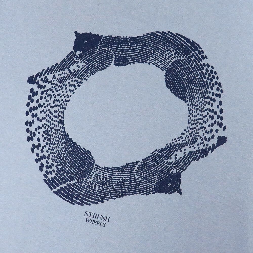 STRUSH T-SHIRT ストラッシュ Tシャツ PANTHER ART BY GURU KATO ACID BLUE スケートボード スケボー 3