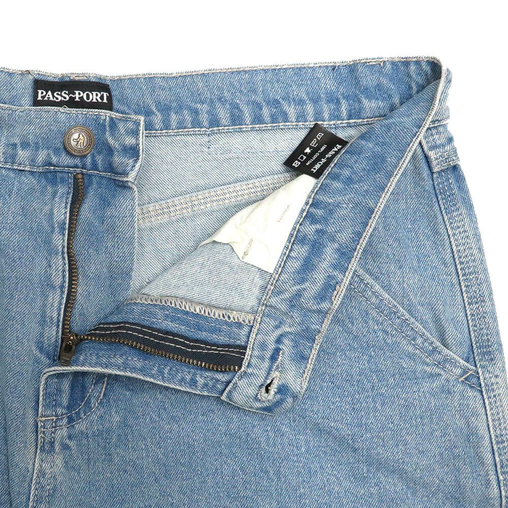 PASS~PORT SHORTS パスポート ショーツ WORKERS CLUB JEANS SHORT R42 WASHED LIGHT INDIGO スケートボード スケボー 3