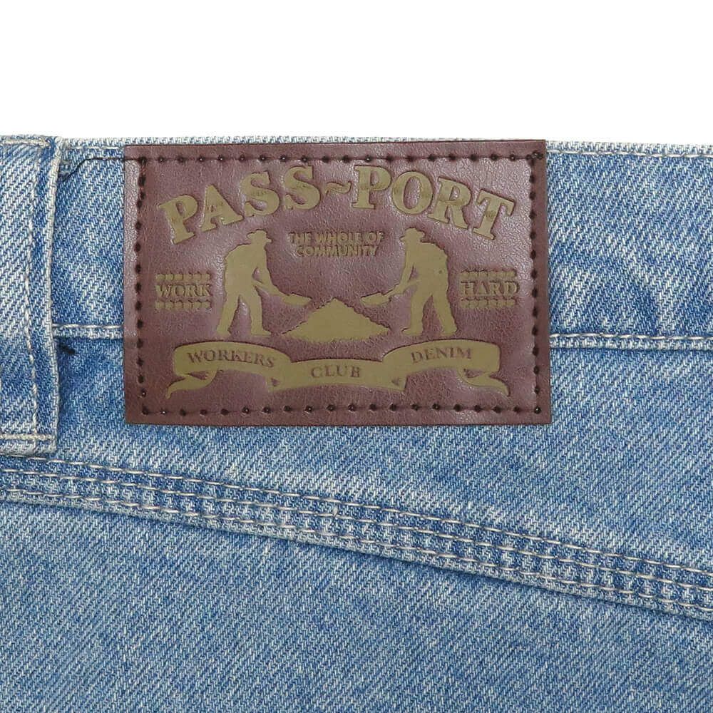 PASS~PORT SHORTS パスポート ショーツ WORKERS CLUB JEANS SHORT R42 WASHED LIGHT INDIGO スケートボード スケボー 7