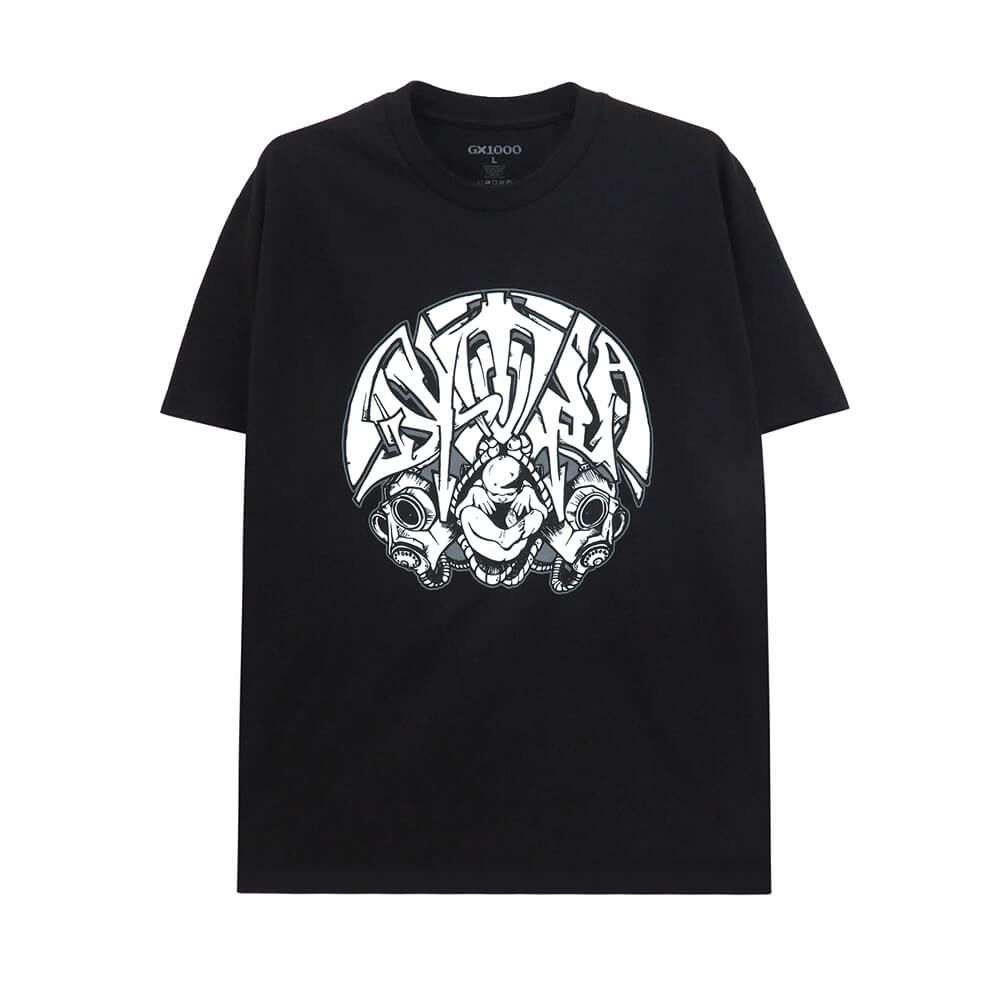 GX1000 T-SHIRT ジーエックス1000 Tシャツ DYSTOPIA GAS MASK BLACK スケートボード スケボー 