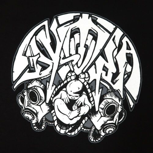 GX1000 T-SHIRT ジーエックス1000 Tシャツ DYSTOPIA GAS MASK BLACK スケートボード スケボー 3