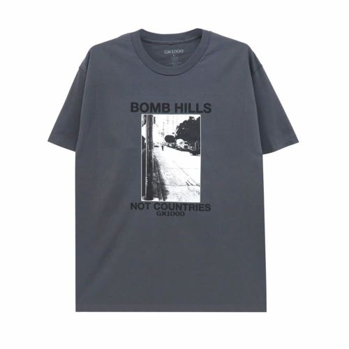 GX1000 T-SHIRT ジーエックス1000 Tシャツ BOMB HILLS NOT COUNTRIES CHARCOAL スケートボード スケボー 