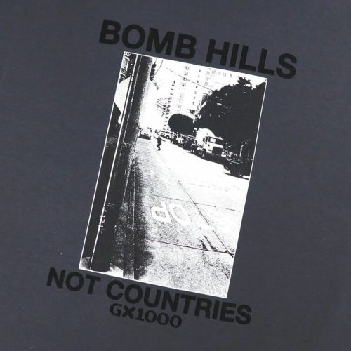 GX1000 T-SHIRT ジーエックス1000 Tシャツ BOMB HILLS NOT COUNTRIES CHARCOAL スケートボード スケボー 1