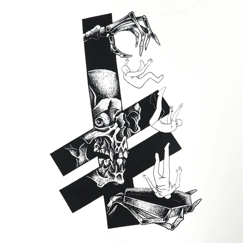 DEATHWISH T-SHIRT デスウィッシュ Tシャツ TRAPPED WHITE スケートボード スケボー 3