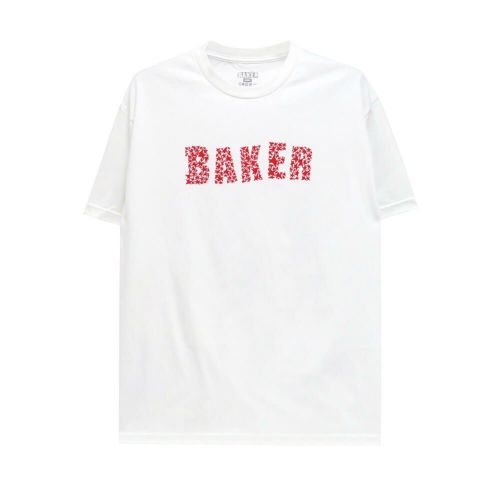 BAKER T-SHIRT ベイカー Tシャツ GET LOST WHITE/RED スケートボード スケボー 