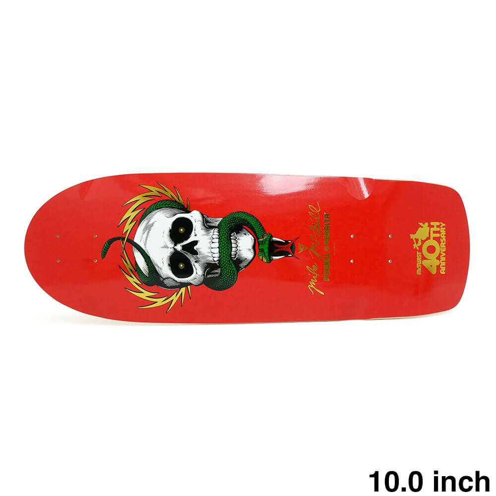 POWELL PERALTA DECK パウエルペラルタ デッキ MIKE MCGILL MCTWIST SKULL & SNAKE RED/GOLD FOIL 40TH ANNIVERSARY REISSUE 10.0 WHEEL WELLS スケートボード スケボー 1