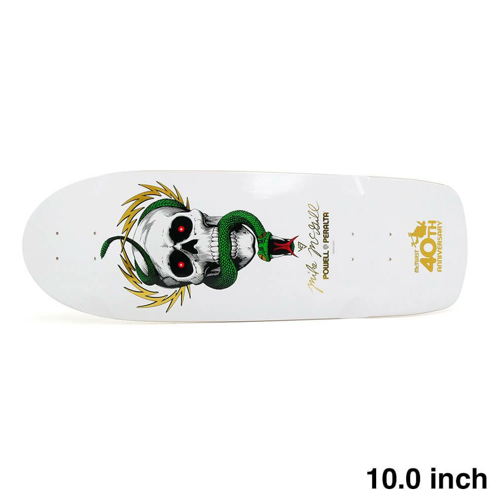 POWELL PERALTA DECK パウエルペラルタ デッキ MIKE MCGILL MCTWIST SKULL & SNAKE WHITE 40TH ANNIVERSARY REISSUE 10.0 WHEEL WELLS スケートボード スケボー 1
