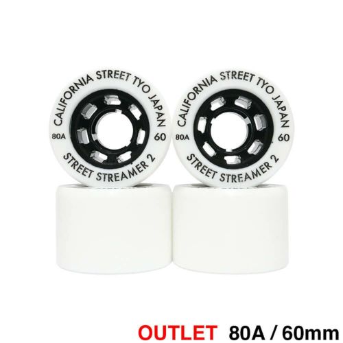 （アウトレット価格 5,500円 → 3,990円）CALIFORNIA STREET WHEEL カリフォルニアストリート ソフトウィール（クルーザー） STREET STREAMER 2（80A）60mm 黄ばみ スケートボード スケボー　1