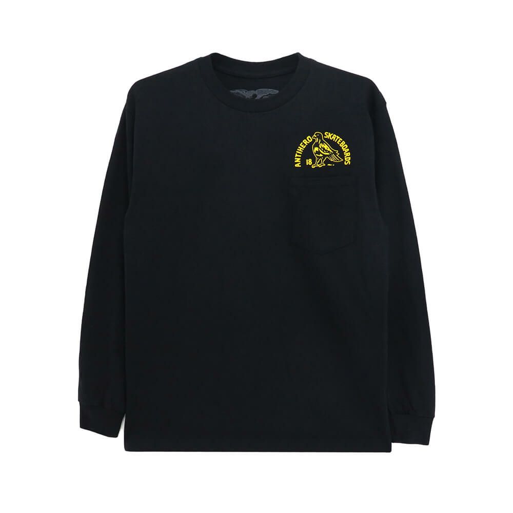 ANTIHERO LONG SLEEVE アンチヒーロー ロングスリーブTシャツ ROCK DAVE FILL POCKET BLACK スケートボード スケボー 1