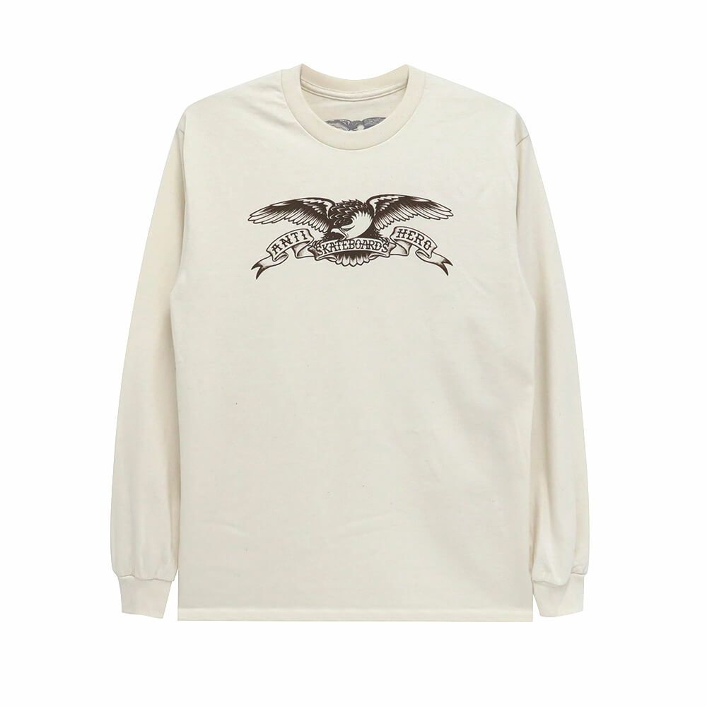 ANTIHERO LONG SLEEVE アンチヒーロー ロングスリーブTシャツ BASIC EAGLE CREAM/BROWN スケートボード スケボー 