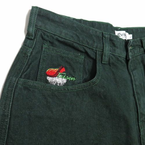 EVISEN SHORTS エビセンー ショーツ SUSHI DENIM LIGHT GREEN スケートボード スケボー 1