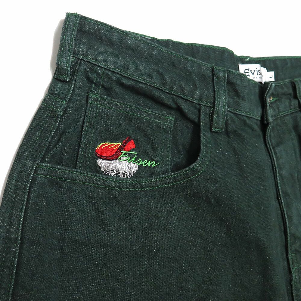 EVISEN SHORTS エビセンー ショーツ SUSHI DENIM LIGHT GREEN スケートボード スケボー 1