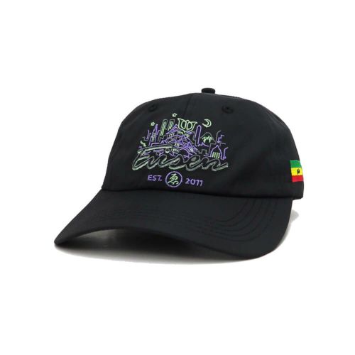 EVISEN CAP エビセン キャップ EVI CITY 6 PANEL BLACK スケートボード スケボー 