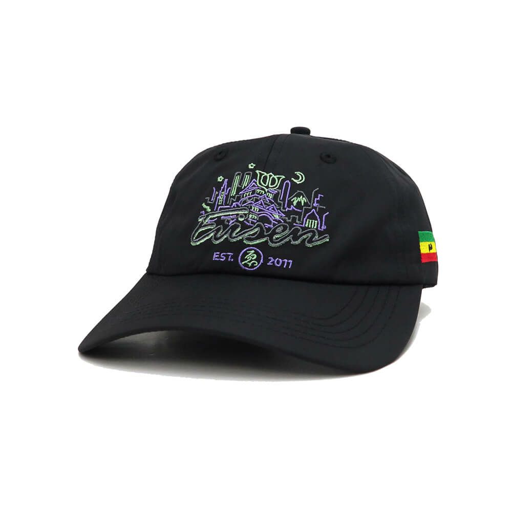 EVISEN CAP エビセン キャップ EVI CITY 6 PANEL BLACK スケートボード スケボー 