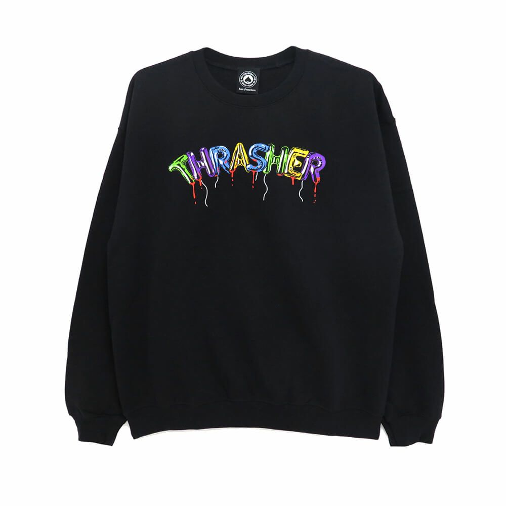 THRASHER CREW SWEAT スラッシャー トレーナー BALLOONS BLACK（US企画） スケートボード スケボー 