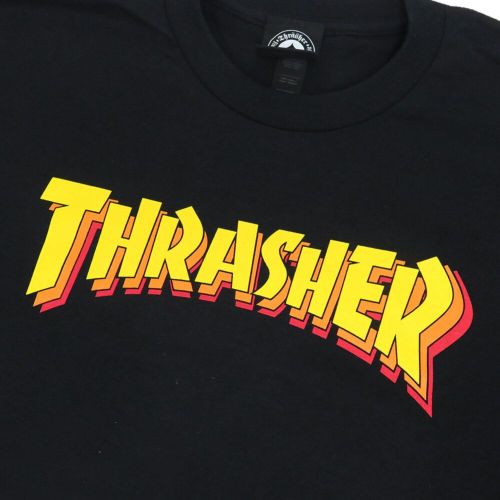 THRASHER LONG SLEEVE スラッシャー ロングスリーブTシャツ STACKED BLACK（US企画） スケートボード スケボー 1