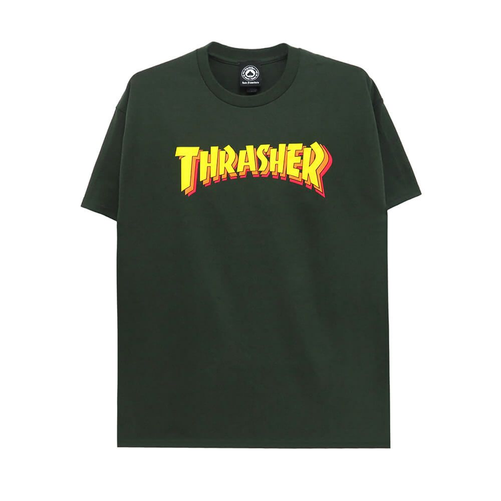 THRASHER T-SHIRT スラッシャー Tシャツ STACKED FOREST GREEN（US企画） スケートボード スケボー 