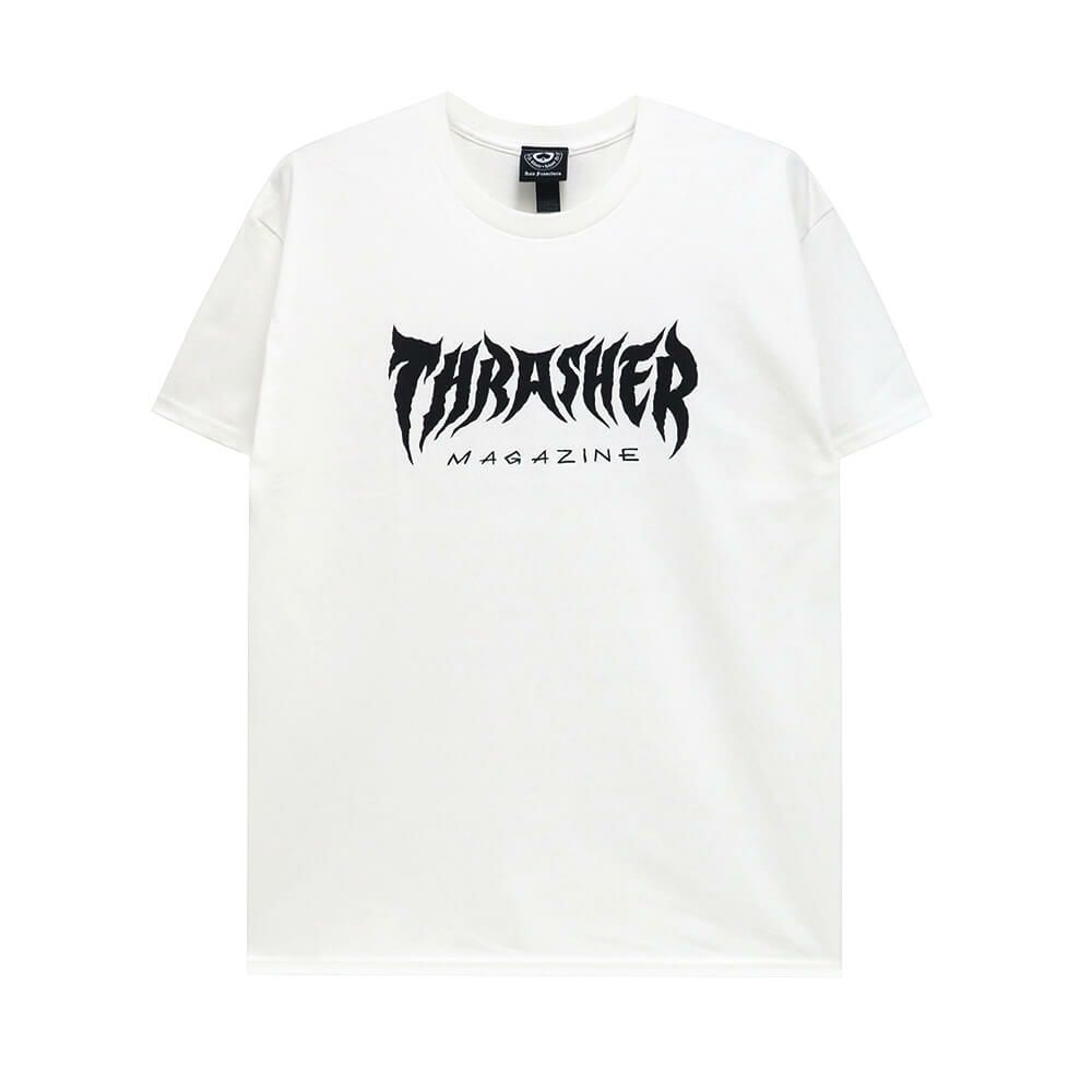 THRASHER T-SHIRT スラッシャー Tシャツ METAL WHITE（US企画） スケートボード スケボー 