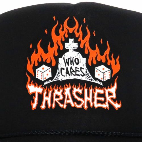 THRASHER MESHCAP スラッシャー メッシュキャップ WHO CARES BY NECKFACE TRUCKER BLACK（US企画） スケートボード スケボー 4