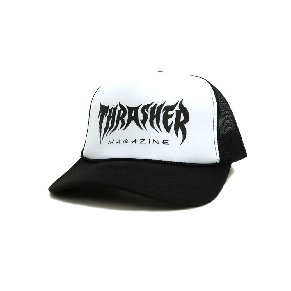  THRASHER MESHCAP スラッシャー メッシュキャップ METAL TRUCKER BLACK/WHITE（US企画） スケートボード スケボー 