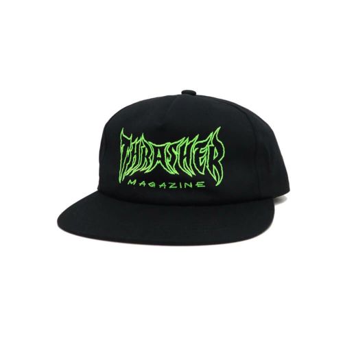 THRASHER CAP スラッシャー キャップ METAL SNAPBACK BLACK（US企画） スケートボード スケボー 