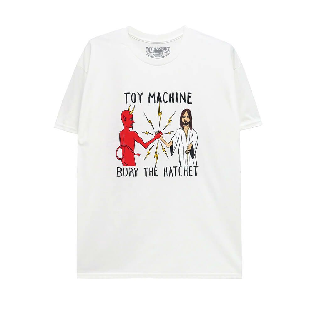 TOY MACHINE T-SHIRT トイマシーン Tシャツ BURY THE HATCHET WHITE スケートボード スケボー 
