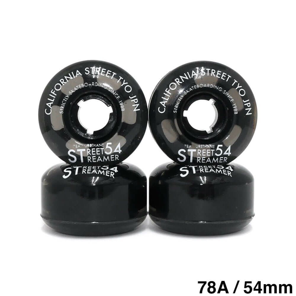 CALIFORNIA STREET WHEEL カリフォルニアストリート ソフトウィール（クルーザー） STREET STREAMER CLEAR（78A）黒クリア 54mm スケートボード スケボー 1