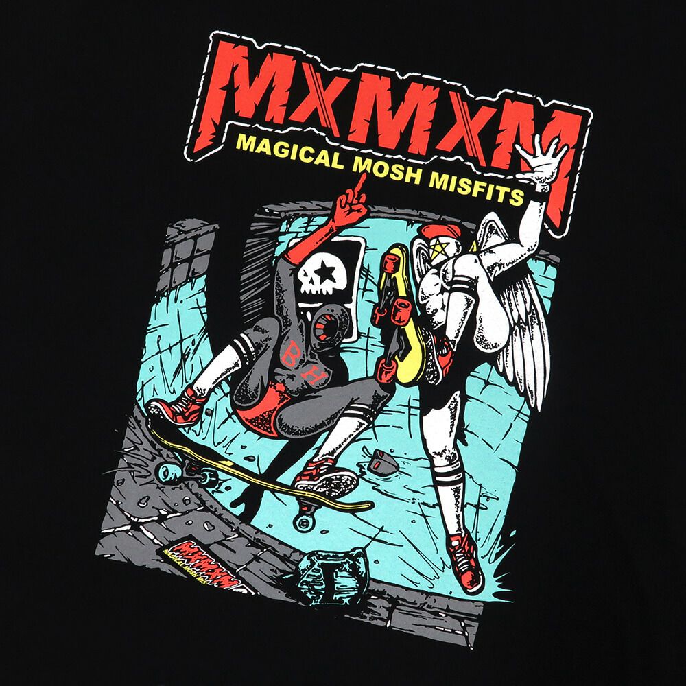 MAGICAL MOSH MISFITS T-SHIRT マジカルモッシュミスフィッツ Tシャツ キン肉マン x MxMxM 四次元殺法 SKATEBOARDS BLACK/RED スケートボード スケボー 1