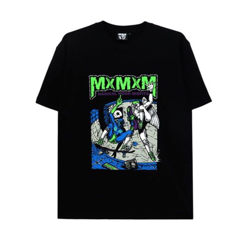 MAGICAL MOSH MISFITS T-SHIRT マジカルモッシュミスフィッツ Tシャツ キン肉マン x MxMxM 四次元殺法 SKATEBOARDS BLACK/GREEN スケートボード スケボー 