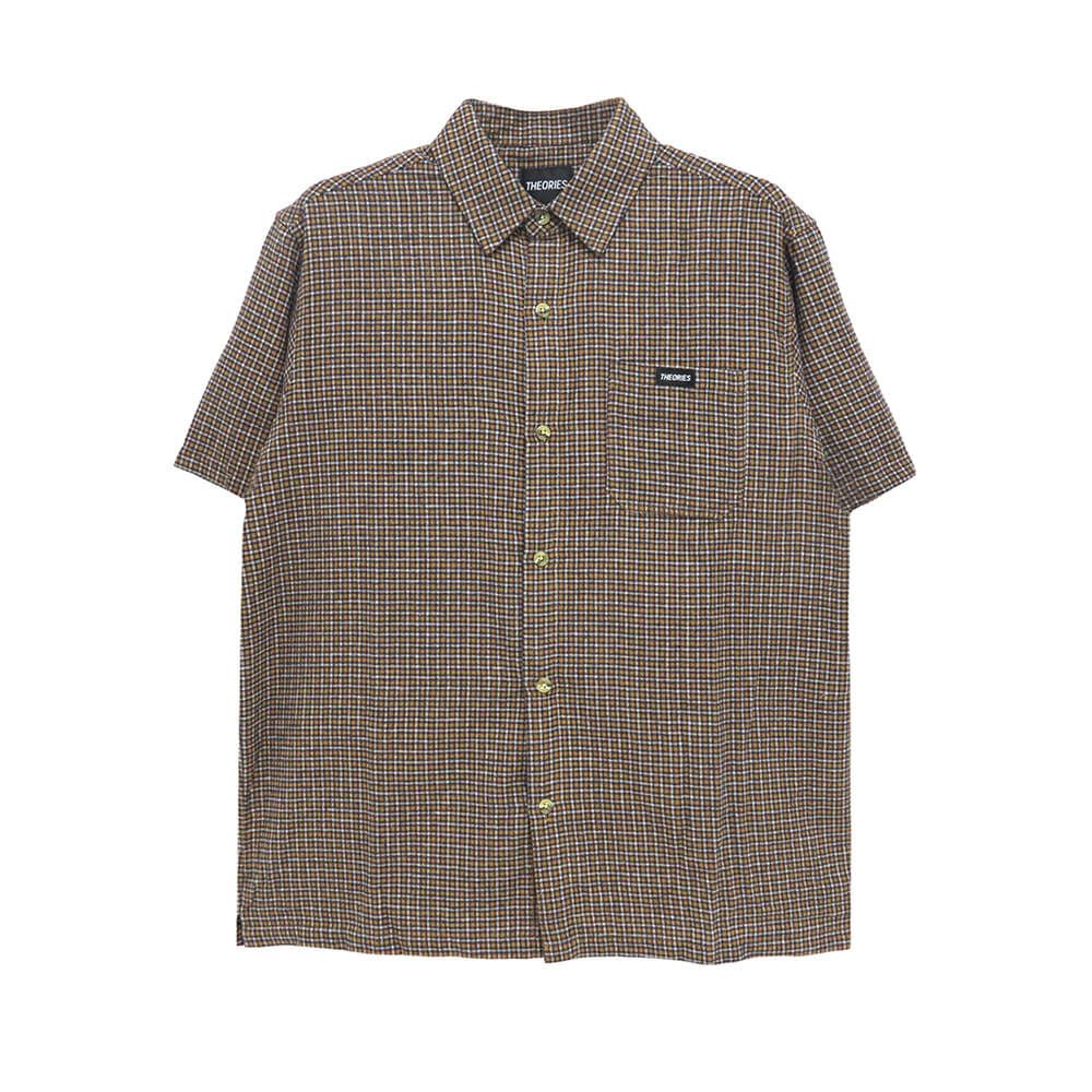 THEORIES SHORT SLEEVE SHIRTS セオリーズ 半袖シャツ AVIGNON FLANNEL BUTTON UP APRICOT スケートボード スケボー 