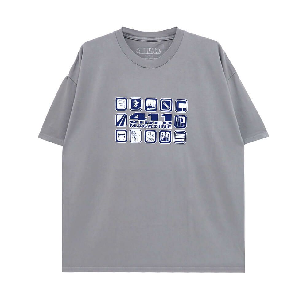 411VM T-SHIRT フォーワンワンビデオマガジン Tシャツ 411 ICONS GREY スケートボード スケボー 