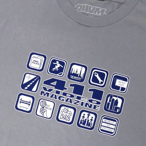 411VM T-SHIRT フォーワンワンビデオマガジン Tシャツ 411 ICONS GREY スケートボード スケボー 1