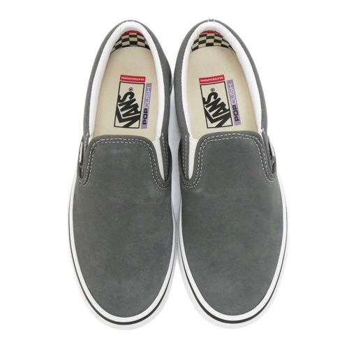 VANS SHOES バンズ シューズ スニーカー スリッポン SKATE SLIP ON PEWTER/WHITE（US企画） スケートボード スケボー 2