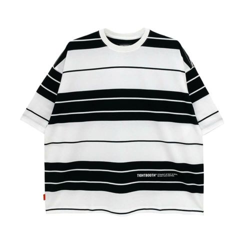 TIGHTBOOTH（TBPR）T-SHIRT タイトブース Tシャツ BORDER WHITE/BLACK スケートボード スケボー 