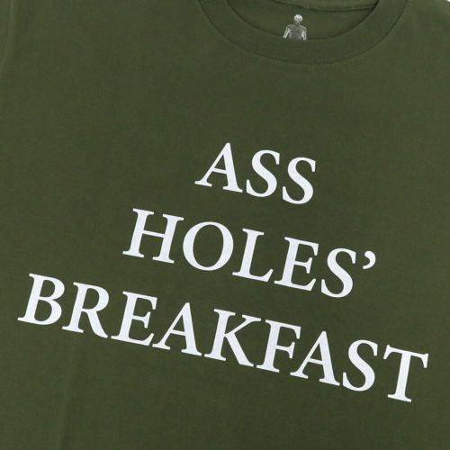 400BLOWS T-SHIRT フォーハンドレッドブロウズ Tシャツ ASSHOLE'S BREAKFAST DEEP GREEN スケートボード スケボー 1