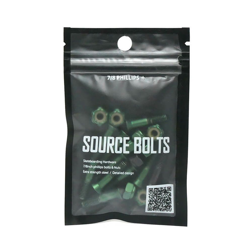 SOURCE BOLT ソース ボルト（プラス）7/8インチ PHILLIPS + HARDWARE PLATING MOSS GREEN スケートボード スケボー　1