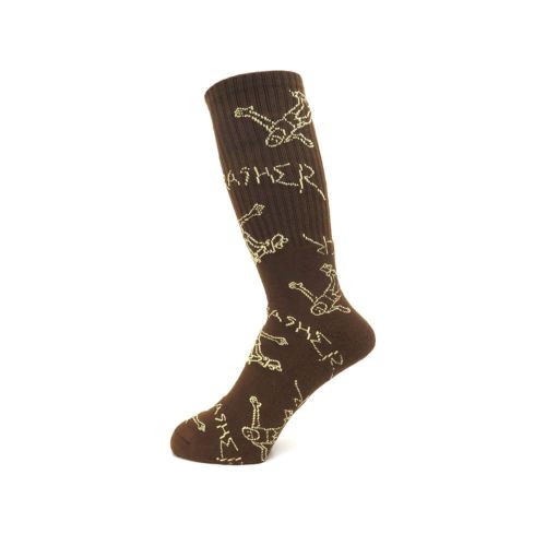 THRASHER SOCKS スラッシャー ソックス 靴下 GONZ LOGO BROWN/TAN（US企画） スケートボード スケボー 1