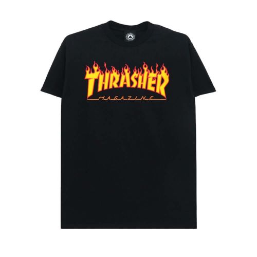 THRASHER T-SHIRT スラッシャー Tシャツ FLAME BLACK（US企画） スケートボード スケボー 