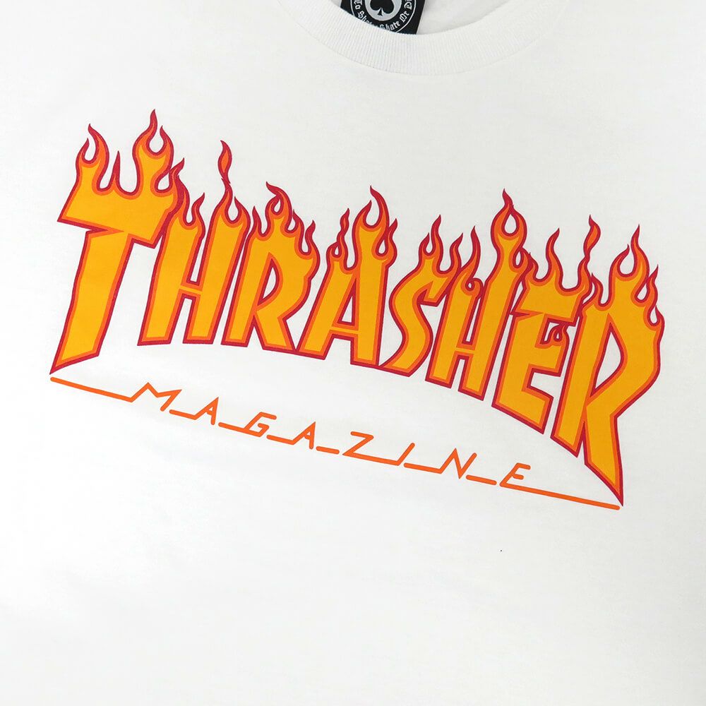  THRASHER T-SHIRT スラッシャー Tシャツ FLAME WHITE（US企画） スケートボード スケボー 1